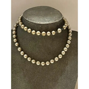 Faux gray pearl necklace 12.5” long